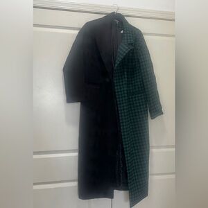 Missguided Black and Green Pea Coat